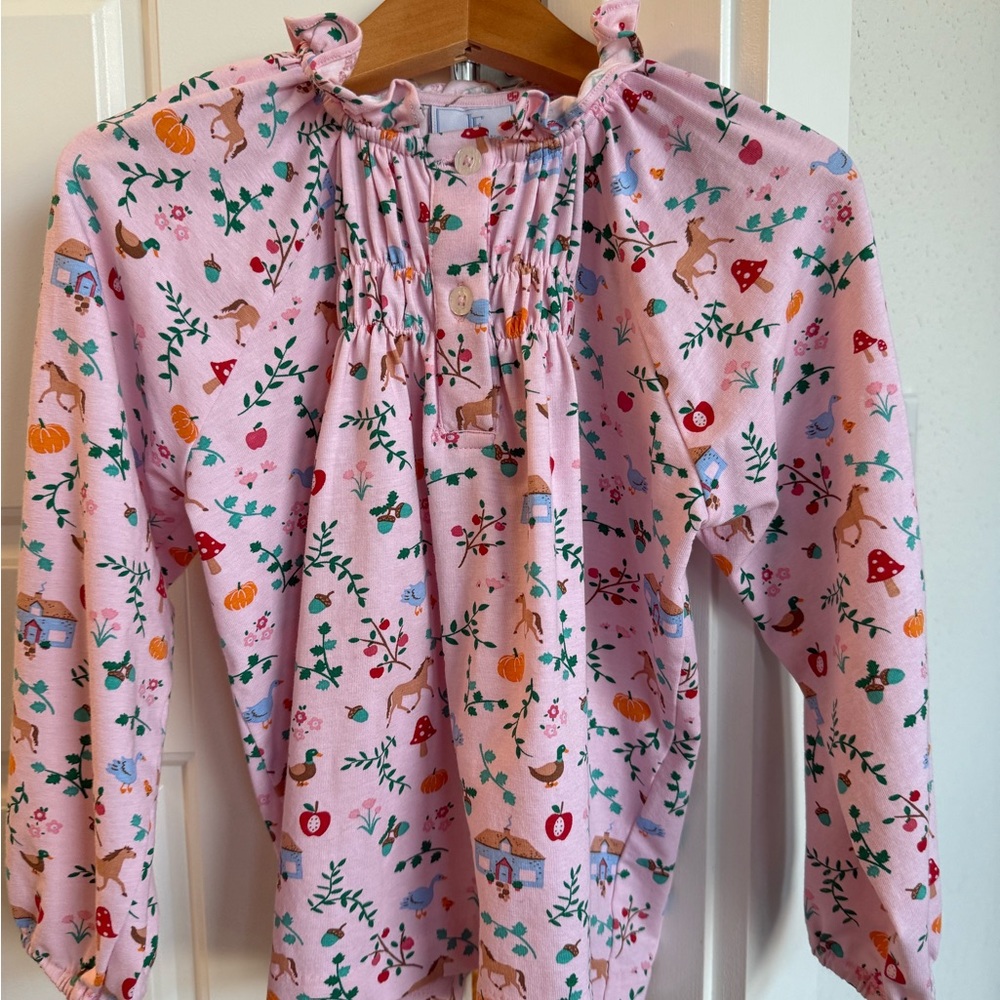 Little English Pink Top with Woodland Print